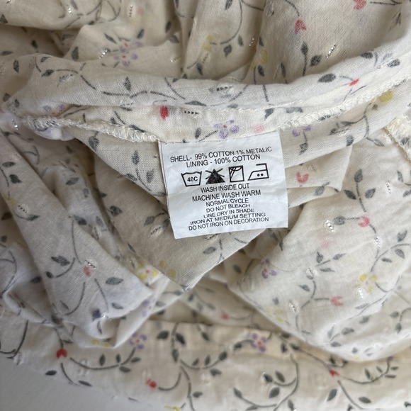 Avaasa Ivory Floral w/metallic A-line Flared Kurta Maxi Dress 3/4 Sleeves Sz L - Picture 8 of 10